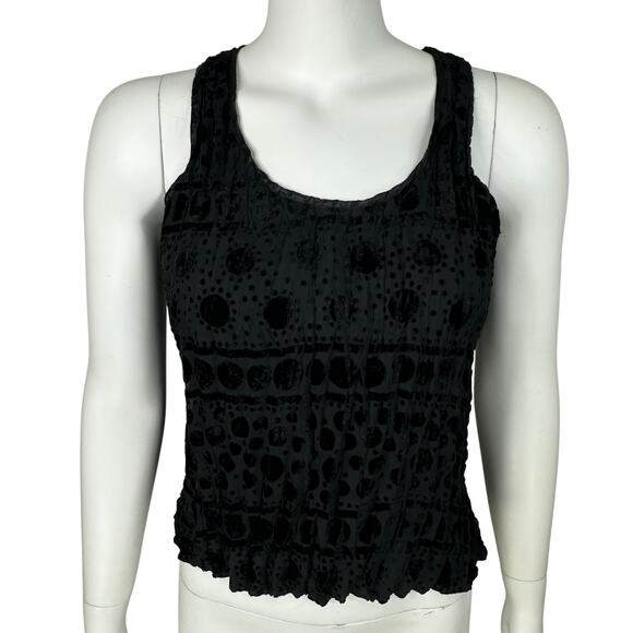 Y2K Alberto Makali Top Womens Medium Velvet Burnout Sleeveless Sheer Crinkle - Picture 2 of 5